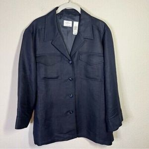 Emma James womens navy blue linen blend jacket size 16. Tried on, too big for me
